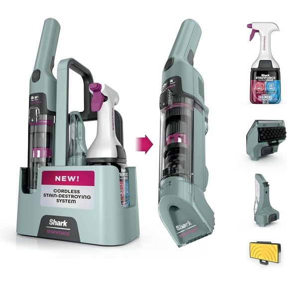 Restored Shark StainForce HX101 Cordless Portable Spot & Stain Cleaner for Carpet, Upholstery, Rugs, Stairs & Car Interiors, Lightweight Pet Mess & Spill Remover, Gray
