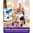 thumbnail image 3 of KEKOY Rollator Walker with Seat for Seniors, Walkers for Seniors with Seat, 400 lbs, K-Frame Reinforced, Hidden Brake Cables, 10" TPR All-Terrain Wheels, 8-Level Adjustable Height, Foldable, Blue, 3 of 10