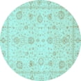 thumbnail image 1 of Ahgly Company Indoor Round Oriental Light Blue Traditional Area Rugs, 4' Round, 1 of 4