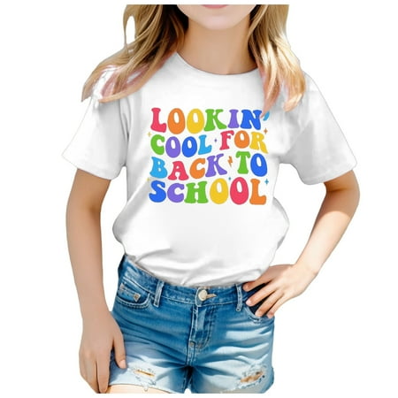 

TJAZFJPA Halloween Sweatshirts for Kids Kid Back to School Season Graphic Print Round Neck Short Sleeve Tee Summer Casual T Shirt Graphic Tshirts Sequin Top