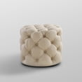 thumbnail image 4 of Inspired Home Perilous Linen Ottoman Allover Tufted Round Modern Contemporary 1 PC, Beige, 4 of 7