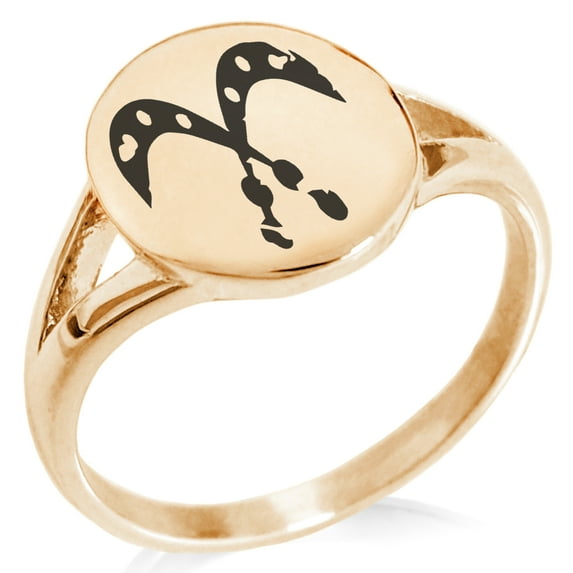 Stainless Steel Ancient Tribal Courage Rune Minimalist Oval Top Polished Statement Signet Ring