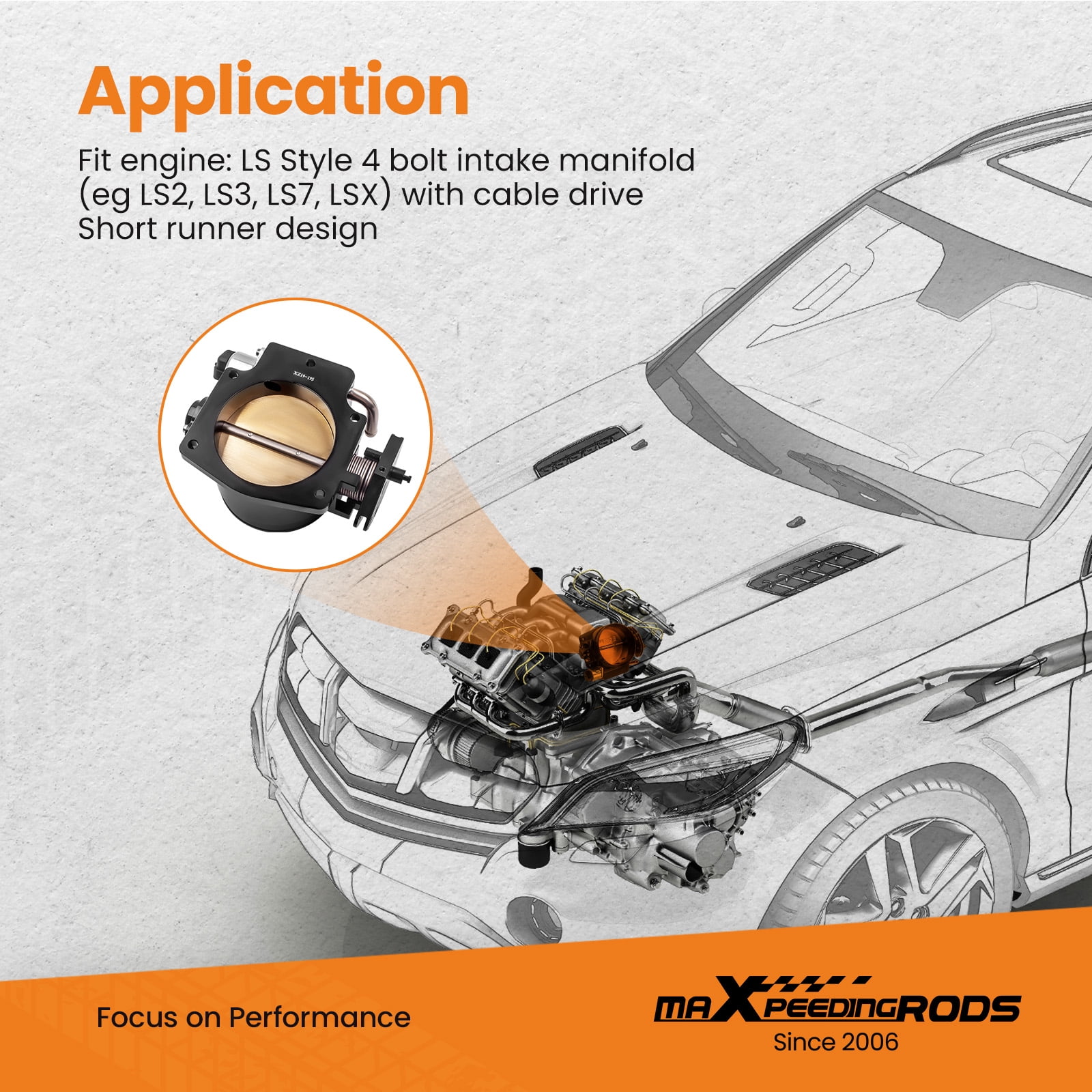 Maxpeedingrods 92mm Throttle Body for LSX LS1 LS2 LS3 LS6 LS7 for GM Gen III with TPS IAC 4 Bolt