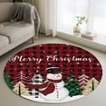 thumbnail image 3 of Merry Christmas Round Area&nbsp;Rug 3ft Snowman Xmas Tree Red Buffalo Plaid Non-Slip&nbsp;Washable Circle Rugs Soft Felt Indoor Floor Mat for Bedroom Kitchen Living Room Bathroom, 3 of 9