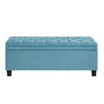 thumbnail image 2 of 45"L Storage Ottoman with Tufted Buttons,Upholstered Linen Fabric Storage Bench with Wooden Legs,Rectangular Storage Chest for Living Room, Bedroom, Entryway,Light Blue, 2 of 8