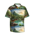 thumbnail image 2 of Daiia Lake Forest Dinosaur Hawaiian Shirt for Men Gentle Cotton Regular Short Sleeve Casual-3X-Large, 2 of 9