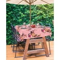 thumbnail image 3 of Boanket Outdoor Tablecloth with Umbrella Hole for Patio/Picnic/Party/Camping, Pink Christmas Elk Waterproof Table Cloth Rectangle Table Cover Washable, Xmas Snowflake Botanical (52"x 70"), 3 of 7