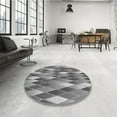 thumbnail image 3 of Ahgly Company Indoor Round Patterned Carbon Gray Area Rugs, 7' Round, 3 of 6