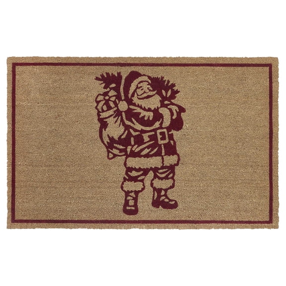 My Texas House Natural/Red Santa Outdoor Coir Doormat, 30" x 48"