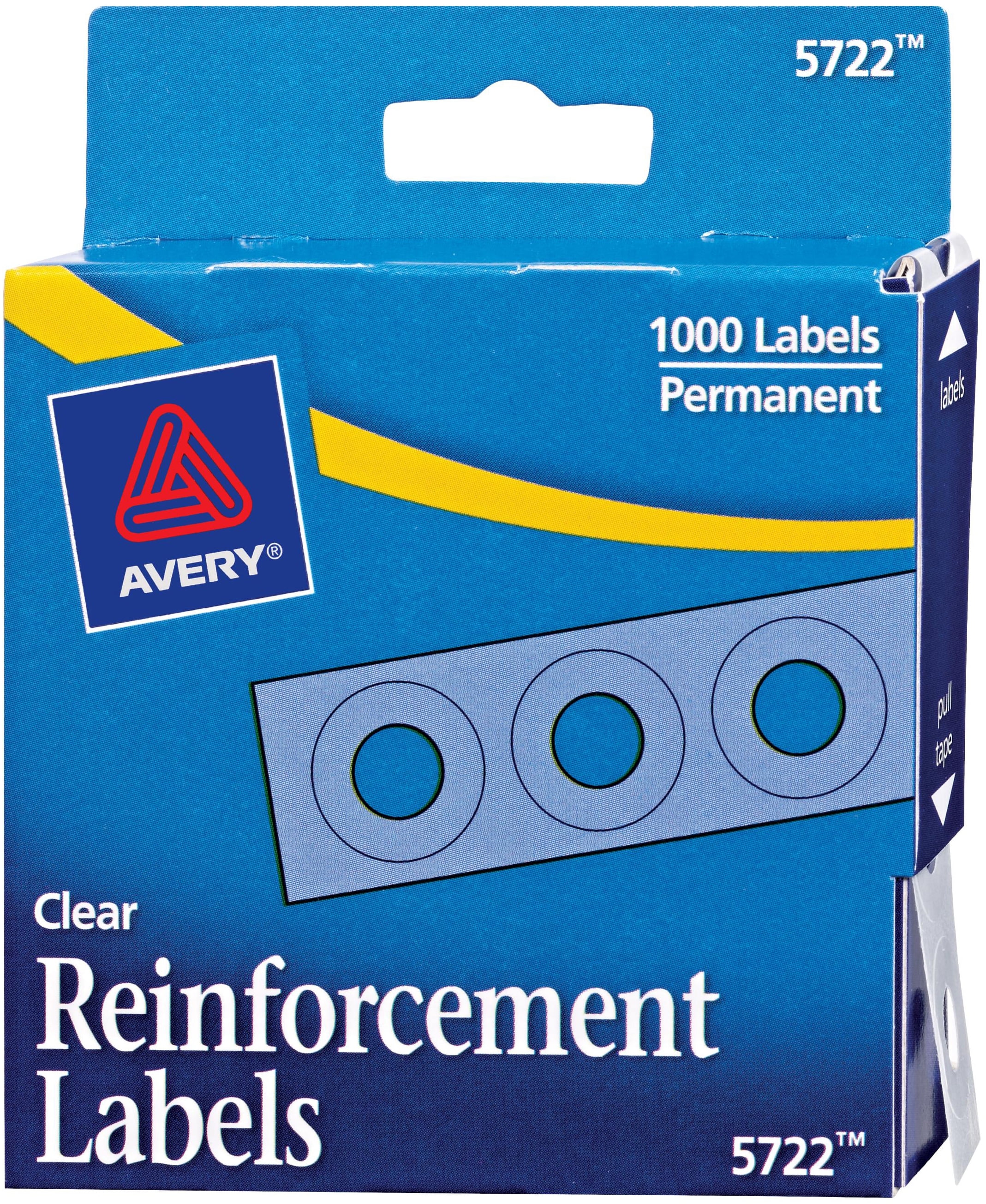 Avery Clear SelfAdhesive Reinforcement Labels 1000/Pkg.25" Round