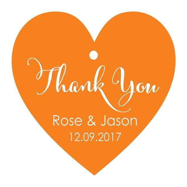 100 PCS Thank You Custom Made Heart Shape Hang Tags Personalized Wedding Favor Paper Tags