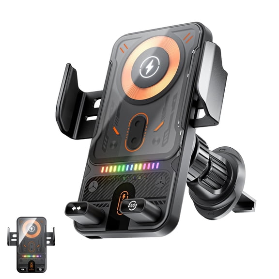 Smart 2-in-1 Car Rotating Mobile Phone Holder & Wireless Charger, 2026 New Cool Car Wireless Fast Charging Holder, Automatic Clamping Charging Auto Air Vent Holder for Smartphones