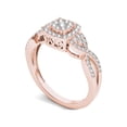 thumbnail image 2 of 1/2 Carat T.W. Diamond Criss-Cross Shank Halo Cluster 10kt Rose Gold Engagement Ring, 2 of 5