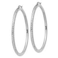 thumbnail image 2 of FB Jewels 14k White Gold Diamond-cut 3mm Round Hoop Earrings, 2 of 3