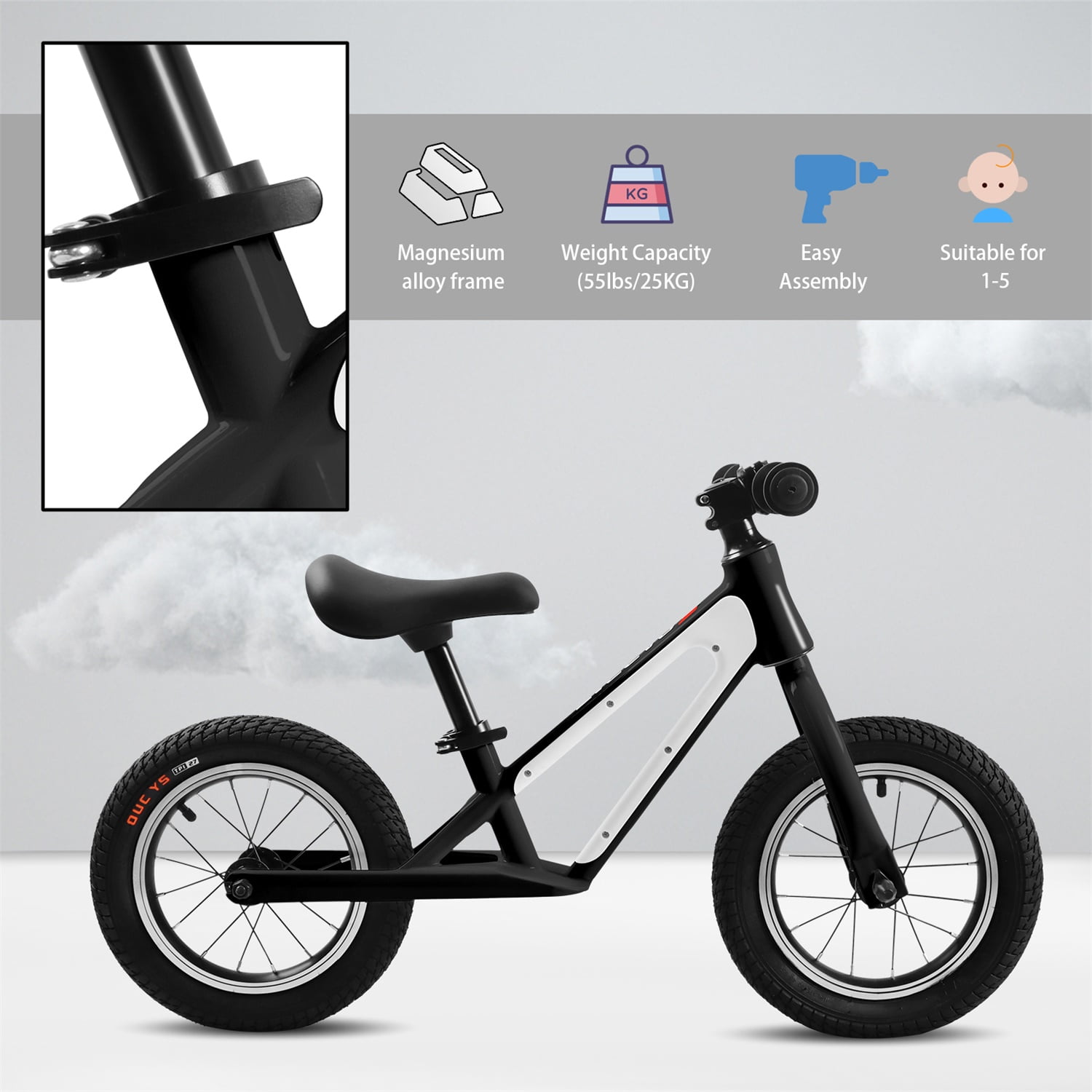 CIPACHO Balance Bike for Kids 1-5 Years, Magnesium Alloy Frame Toddler Bike with 12" Rubber Foam Tires, Adjustable Seat, White CIPACHO Balance Bike for Kids 1-5 Years, Magnesium Alloy Frame Toddler Bike with 12" Rubber Foam Tires, Adjustable Seat, White