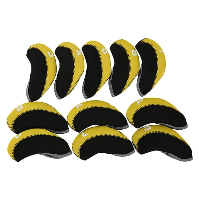 Almencla 11 Pcs Iron Headcover Anti Scratch Numbered Headcover Protector Guard 4 9, P, S, Yellow