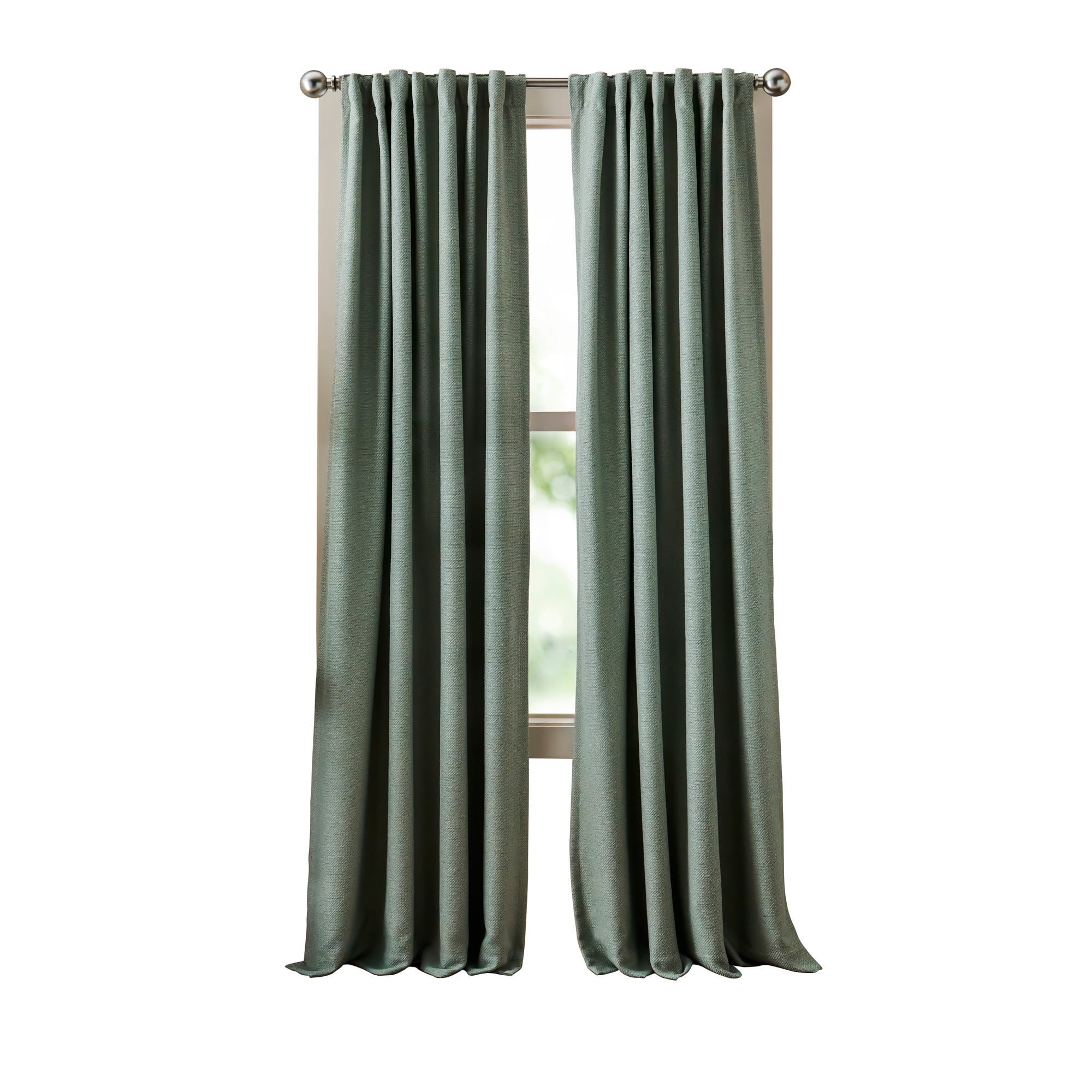 Martha Stewart Bethune Curtain Panel Pair, Sage, Pole Top, Back Tab, Blackout Lined, Indoor, Adult, 2 Piece Set, 50" x 95"
