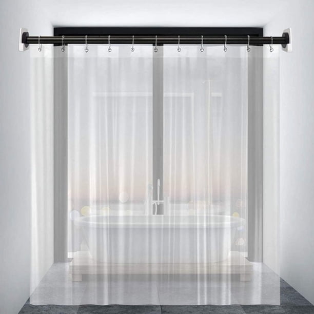 Pack De 2 Soportes Adhesivos De Montaje En Pared Para Cortina De Ducha – Fáciles De Instalar, Sin Taladros, Color Negro