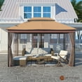 thumbnail image 4 of Mondawe Outdoor Gazebo with Netting,Iron Pole & Polyester Top Gazebo for Patio and Garden,10'x13' with 130 SQ FT of Shade,Khaki, 4 of 7