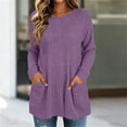 thumbnail image 3 of cocolona Oversized Sweaters for Women Solid Color Long Sleeve Casual Crew Neck Tops Tunic Loose Blouses With Pockets, 3 of 6