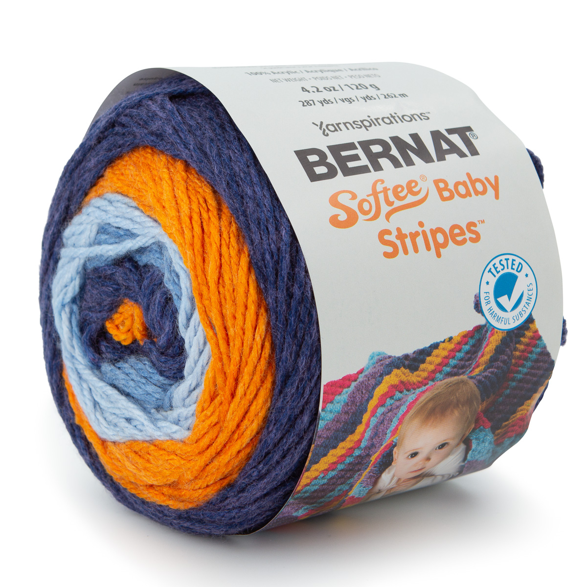 Bernat Softee Baby Stripes Soft Yarn for Knitting, Crochet, Blanket, 3