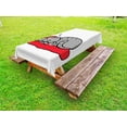 thumbnail image 1 of Christmas Outdoor Tablecloth, Cat with Santa Claus Hat Whiskers on the Pillow Winter Night Cartoon Artwork, Decorative Washable Fabric Picnic Tablecloth, 58 X 120 Inches, White Red Grey, by Ambesonne, 1 of 2