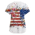 thumbnail image 5 of Women's 250th Anniversary Scrub Tops Plus Size Short Sleeve V-Neck Red White and Blue Flag Floral Print Work Uniforms 4th of July Nursing Medical Scrubs T Shirts with Pockets, 5 of 5