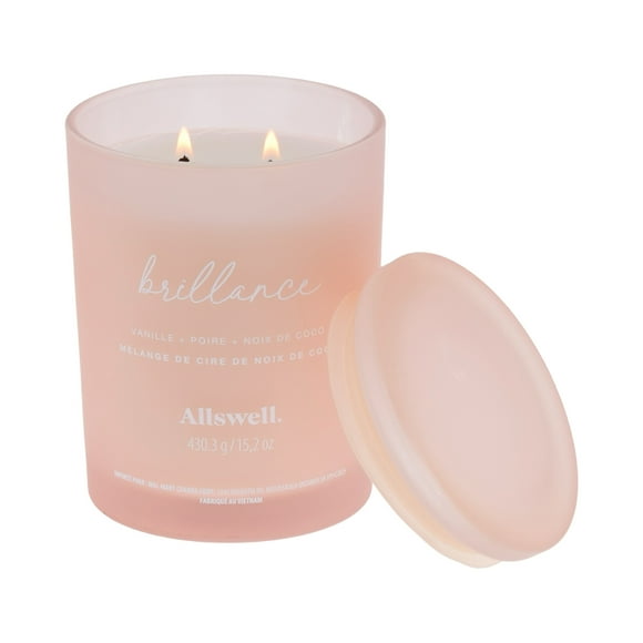 Allswell Scented 15 oz. Coconut Wax Spa Candle, Glow (Vanilla + Pear + Coconut)
