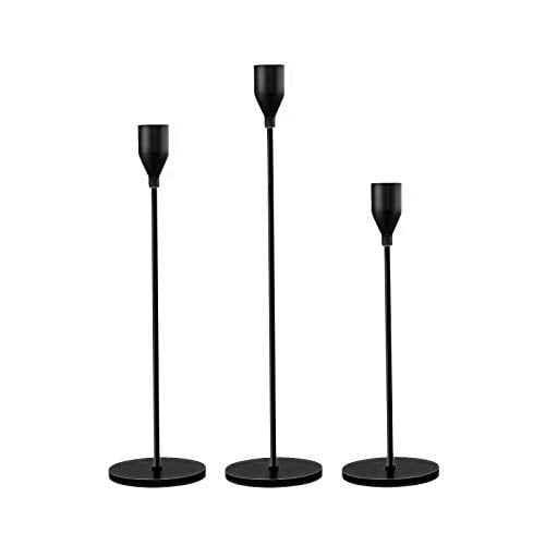 Modern Decorative Candle Holders Matte Black Candle Stick Holder for Dinning Mantel Black Table ZYLLZY Set of 3 Candlestick Holders for Taper Candles Wedding Housewarming Gift