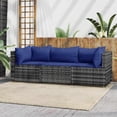 thumbnail image 1 of vidaXL 3 Piece Garden Lounge Set with Cushions Grey Poly Rattan, 1 of 5