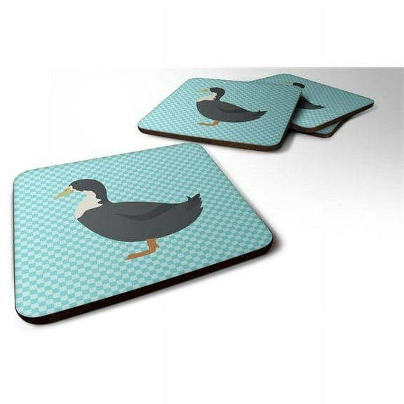 Carolines Treasures BB8036FC Blue Swedish Duck Blue Check Foam Coaster, Set of 4