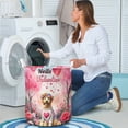 thumbnail image 4 of Hello Valentine’s Day Goldendoodle Flower Crown Romantic Pink Floral Foldable Laundry Basket Doodle Dog Lover Gifts Idea Organizer Storage with Handles - 00031, 4 of 5