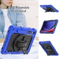 thumbnail image 3 of Case for Samsung Galaxy Tab S10 Lite/S10 FE/S9 FE 10.9 Inch with Screen Protector, 360 Degree Rotating Kickstand Hand Strap Heavy Duty Shockproof Cover with Shoulder Strap, Blue, 3 of 7
