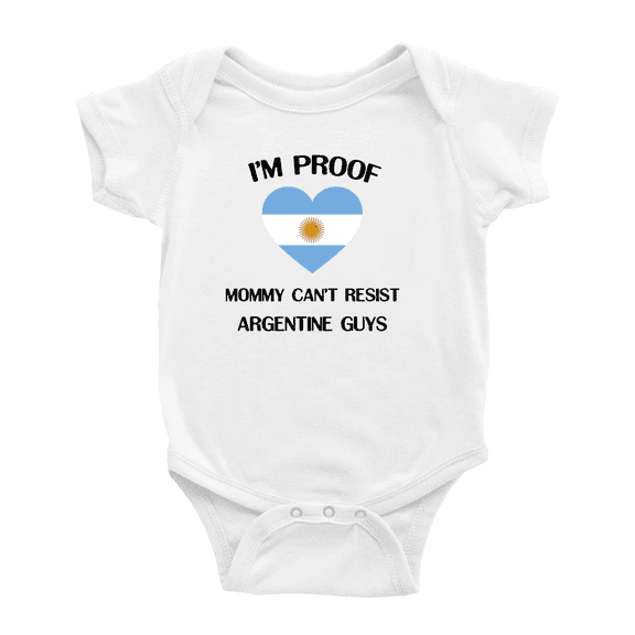 I'm Proof Mommy Can't Resist Argentine Guys Baby Bodysuits Newborn Clothes (White, 6-12 Months)