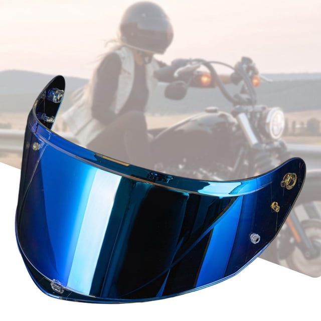 Visera de casco con lente protectora, fácil de instalar y antiarañazos para LS2 Aurora azul