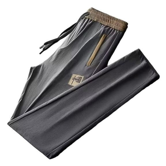 YUELONGHU Adult Men Casual Pants Men Casual Pants Big and Tall Men's High Stretch Ice Silk Pants for Summer Outdoor Sports Light Ice Sweatpants