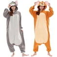 thumbnail image 2 of Pijama de una pieza con dibujos de animales de tiburón, gato y ratón para hombre y mujer, bonito conjunto de franela gruesa de invierno de Anime para pareja, 2 of 5