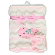 Cribmates Baby Girls' Stripe Whale Plush Blanket - pink, one size