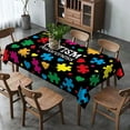 thumbnail image 4 of Autism Awareness Tablecloth Puzzle Piece Heart Inspirational Support April Decoration Rustic Kitchen Dining Room Home Decor (60" x 84"), 4 of 5