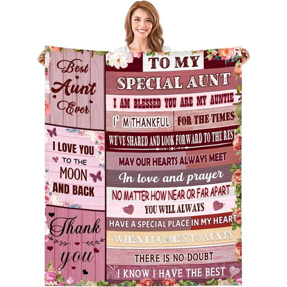 Auntie Gifts from Niece, Aunt Blankets from Niece Nephew, 50" x 60" Aunt Throw Blanket Mother's Day Birthday Gifts for Auntie
