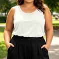 thumbnail image 6 of IUYRTFE Women's Plus Size Crew Neck Sleeveless Tank Top Loose Fit Solid Color Casual Summer Vest, 6 of 6