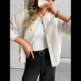 thumbnail image 4 of Chaqueta Corta de Piel Sintética para Mujer, Otoño-Invierno, con Cremallera y Bolsillos. Abrigos con Bolsillo. Crema L, 4 of 7