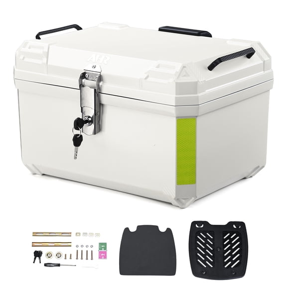 AHR 65L Motorcycle Top Case Tour Tail Box Scooter Trunk Storage Backrest White