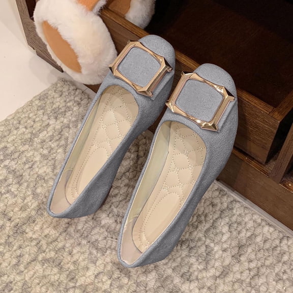 Viluyesy Ballet Flats for Womens, Comfortable Round Toe Soft Sole Slip On Office Daily Shoes Gray US6.5