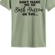 thumbnail image 3 of Camiseta informal de verano para la oficina, citas y compras, talla M, camiseta de manga corta verde oliva con estampado de letras negras, 3 of 6