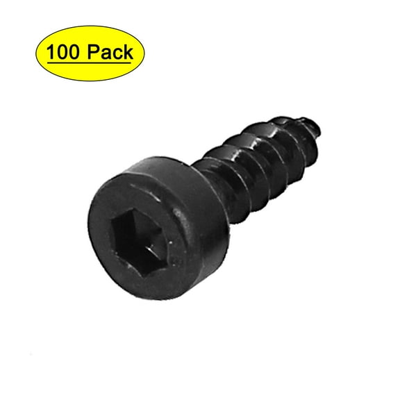 4mm x 12mm Threaded Carbon Steel Hex Head Self Tapping Screws Black 100 Pcs