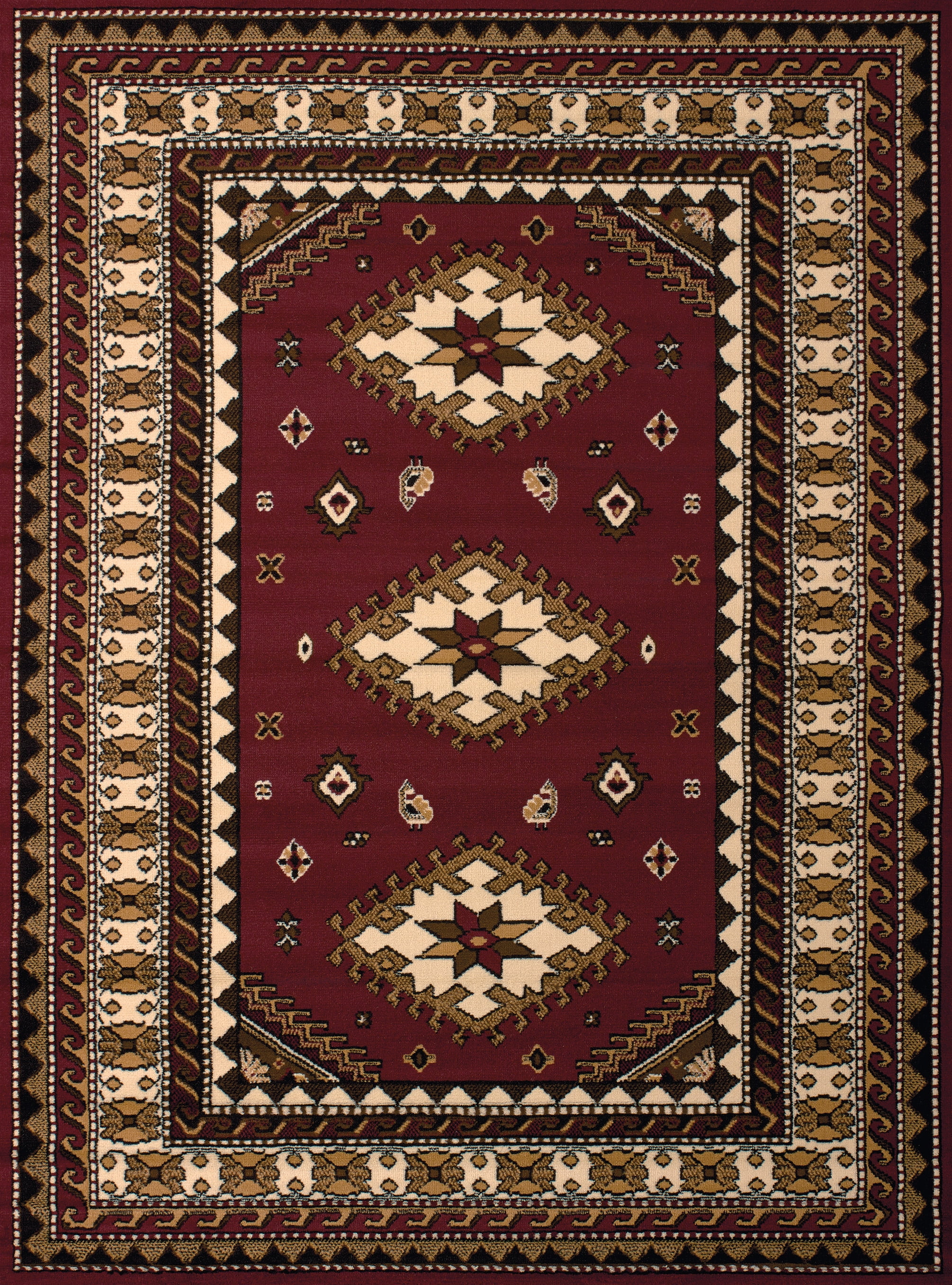 United Weavers Plaza Fleur Runner Rug, Bordered Pattern, Burgundy, 2'3 X 7'2"