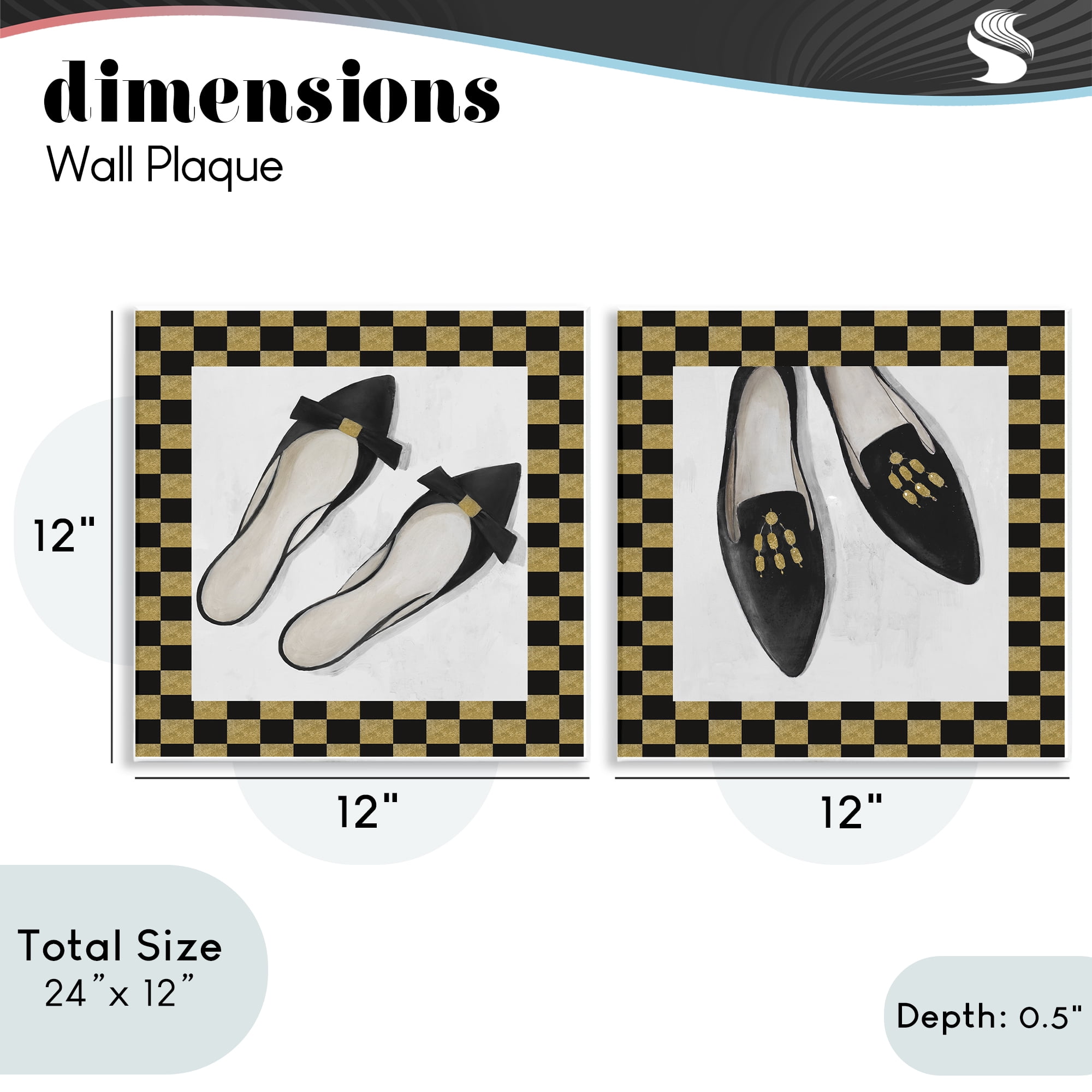 Stupell Industries Black Flats & Sliders 2 Piece Wall Plaque Art Set, design by Lorenzo Collective