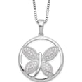 thumbnail image 1 of Sterling Silver Brilliant Embers Rhodium-Plated Cz Butterfly Necklace qmp365-18, 1 of 5