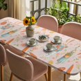 thumbnail image 3 of Spring Easter Table Cloths for 8 Foot Rectangle Tables, Bunny Carrots Eggs Floral Botanical Pink Patio Waterproof Elastic Fitted Tablecloths, Washable Rectangular Table Cover for Camping, 3 of 8